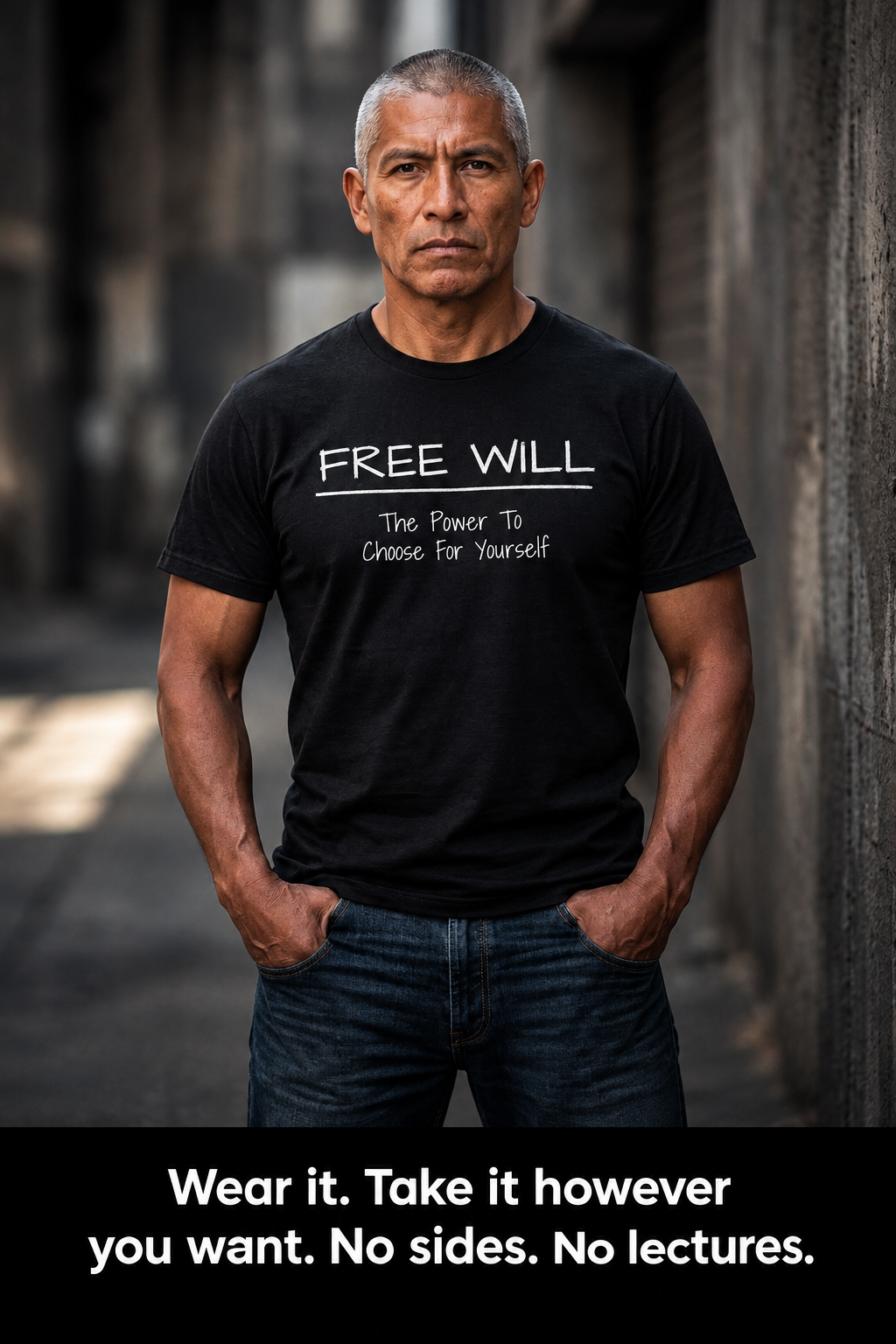 Portrait hero with bottom tagline
